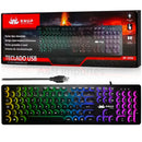 Teclado Gamer Knup KP-2059 com Iluminação RGB – USB com Fio, Padrão ABNT2, Antighosting – Compatível com PC, Notebook, Windows, Mac e Linux – Preto