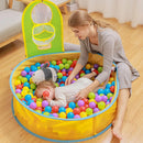 Piscina Dobrável Infantil com Cesta de Bolinhas | Banheira de Brincar ao Ar Livre | Proteção Solar para Praia e Jardim