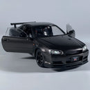 Modelo de Carro 1:24 Nissan GTR R34 Skyline – Fibra de Carbono, Liga de Metal, Miniatura Decorativa