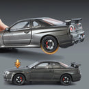 Modelo de Carro 1:24 Nissan GTR R34 Skyline – Fibra de Carbono, Liga de Metal, Miniatura Decorativa
