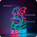 Letreiro Neon LED "Read Books" – Placa Decorativa USB para Quarto, Biblioteca, Escola, Café e Bar