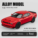 Dodge Challenger Hellcat 1:32 – Carro de Brinquedo Diecast com Som e Luz, Modelo Pull Back