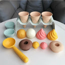 Brinquedos de Praia Infantil – Kit de Areia com Forminhas de Sorvete, Pá e Ferramentas em Palha de Trigo Ecológica, Estilo Nórdico