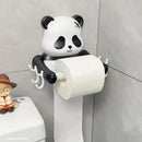 Porta Papel Higiênico de Parede Panda Cartoon – Plástico Autoadesivo, Sem Furos, com Prateleira