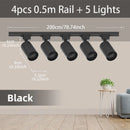 Kit Completo de Trilho com Spots LED — Iluminação de Teto com Lâmpadas GU10 Substituíveis para Sala e Quarto