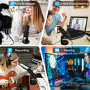 Microfone USB Condensador Haomuren para PC, Mac, Celular | Ideal para Gravações, Streaming, Podcasts e Jogos