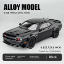 Dodge Challenger Hellcat 1:32 – Carro de Brinquedo Diecast com Som e Luz, Modelo Pull Back