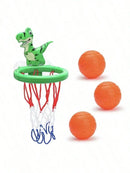 Brinquedo de Banho Infantil – Cesta de Basquete com 3 Bolinhas | Tema Dinossauro | Para Banheira e Área Externa