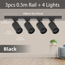 Kit Completo de Trilho com Spots LED — Iluminação de Teto com Lâmpadas GU10 Substituíveis para Sala e Quarto