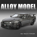 Carro Modelo 1:24 Nissan GTR R34 – Diecast com Som, Luz e Portas Abríveis