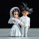 Mini Figura Son Goku & Chichi Casamento – Estátua Q Version 9cm | Dragon Ball Z PVC Colecionável