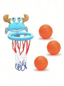 Brinquedo de Banho Infantil – Cesta de Basquete com 3 Bolinhas | Tema Dinossauro | Para Banheira e Área Externa