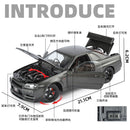 Modelo de Carro 1:24 Nissan GTR R34 Skyline – Fibra de Carbono, Liga de Metal, Miniatura Decorativa