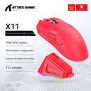 Mouse Gamer Attack Shark X11 Sem Fio – 3 Modos de Conexão (2.4GHz, Bluetooth, Cabo) | 22.000 DPI, Sensor PAW3311, RGB e Base de Carregamento Magnética
