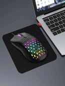 Mouse Gamer Sem Fio – Iluminação Colorida, DPI Ajustável, Design Honeycomb Moderno e Leve