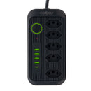 Filtro de Linha com Extensão e Entradas USB – 10A, 100–220V | Tomada com Proteção e Plugue Padrão Brasileiro