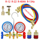 Kit Manômetro para Refrigeração e Ar Condicionado – Compatível com R-12, R-22, R-404A, R-134a | Com Mangueiras, Acopladores Ajustáveis e Adaptador para Recarga