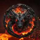 2 Peças de Arte de Parede 2D – Dragão Negro e Chamas (8 Polegadas)