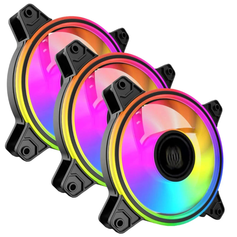 Kit com 3 Fans RGB 120mm para Gabinete Gamer – Iluminação LED e Alto Desempenho