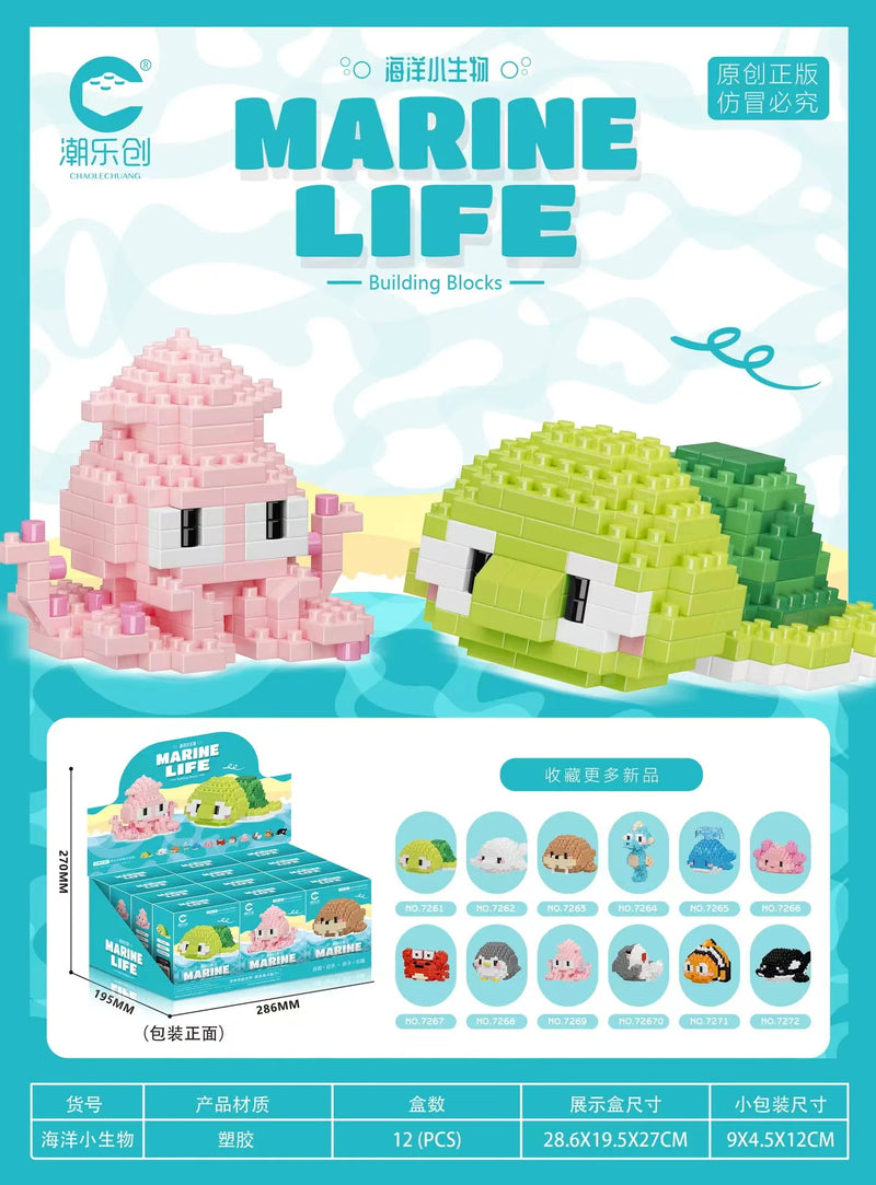 Blocos de Montar Mini Animais do Mundo Marinho – Brinquedo Educativo Criativo Compatível com LEGO®
