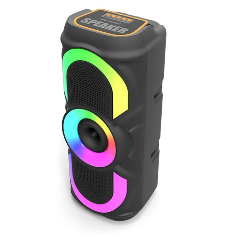 Caixa de Som Bluetooth Portátil 50W com Luz RGB, Estéreo Potente, TWS, USB, FM e Entrada Auxiliar – Som Imersivo e Bateria Durável