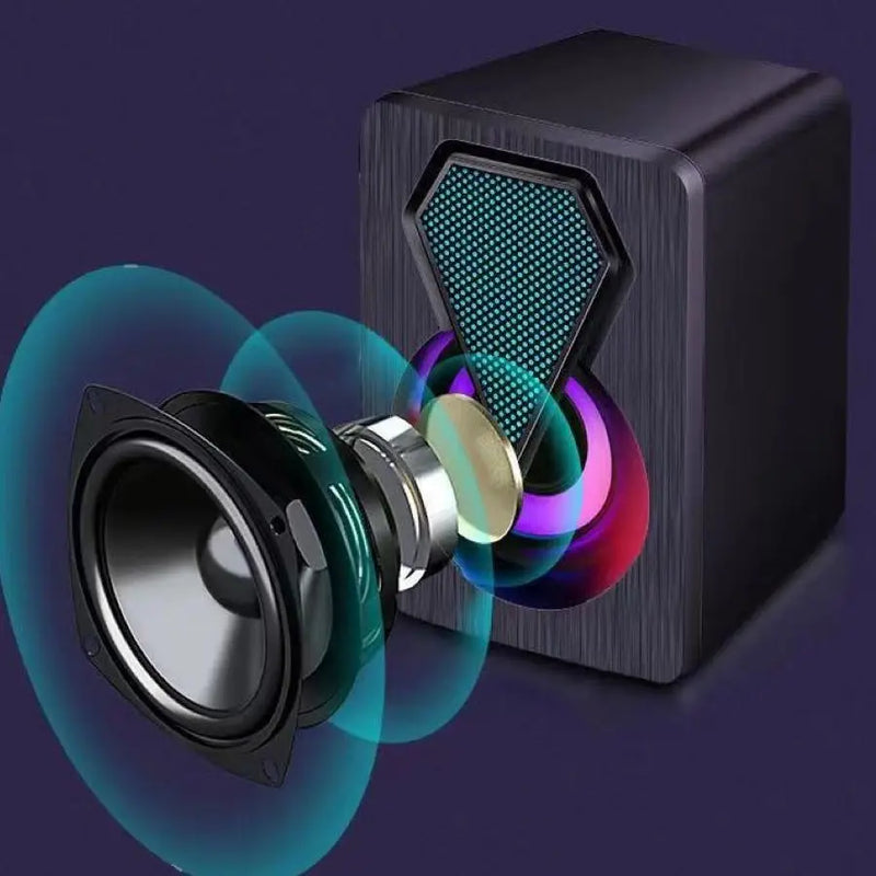 Caixa de Som 2.0 para PC Gamer – Som Estéreo, Luz RGB, Compatível com Notebook e Computador