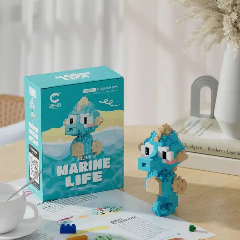 Blocos de Montar Mini Animais do Mundo Marinho – Brinquedo Educativo Criativo Compatível com LEGO®