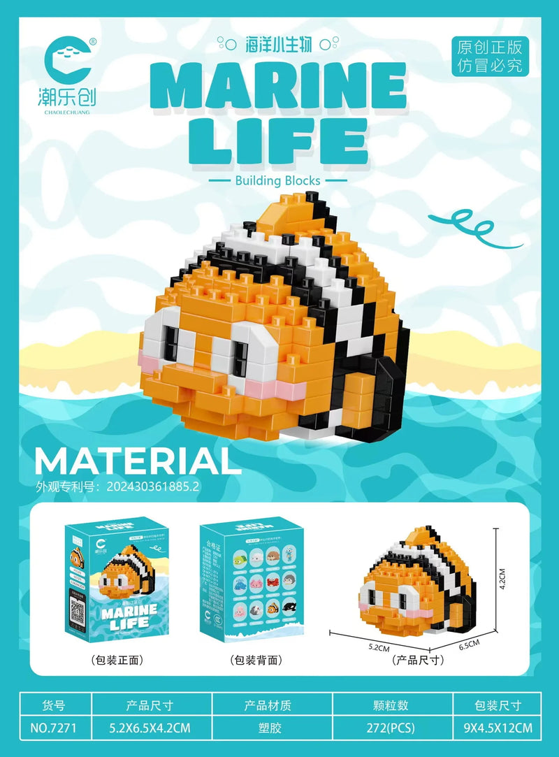 Blocos de Montar Mini Animais do Mundo Marinho – Brinquedo Educativo Criativo Compatível com LEGO®