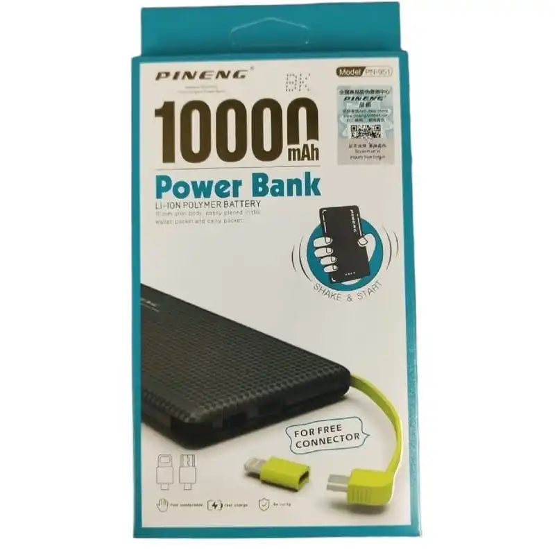 Power Bank Portátil Pineng 10.000mAh – Compatível com V8 e Lightning, Alta Performance e Carregamento Rápido