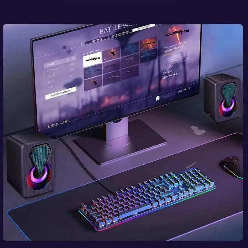 Caixa de Som 2.0 para PC Gamer – Som Estéreo, Luz RGB, Compatível com Notebook e Computador