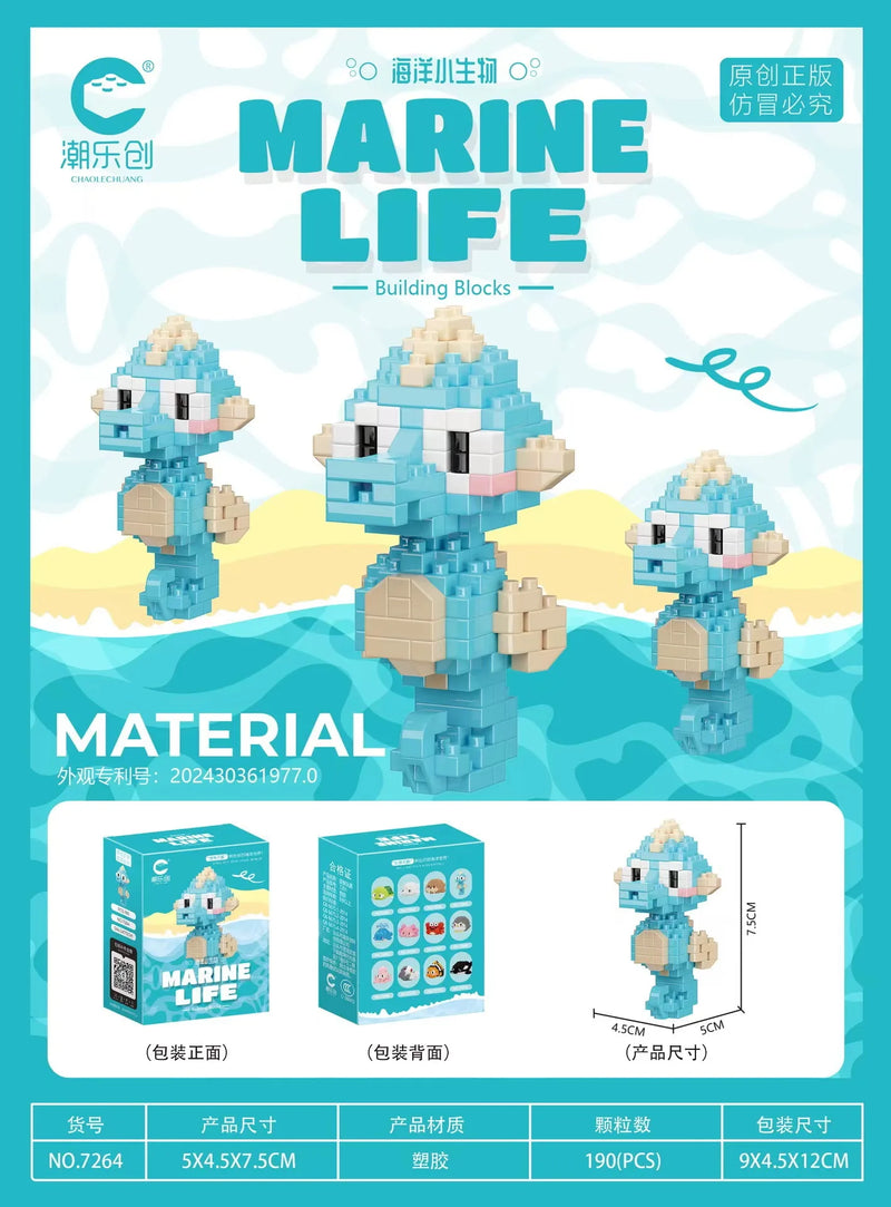 Blocos de Montar Mini Animais do Mundo Marinho – Brinquedo Educativo Criativo Compatível com LEGO®