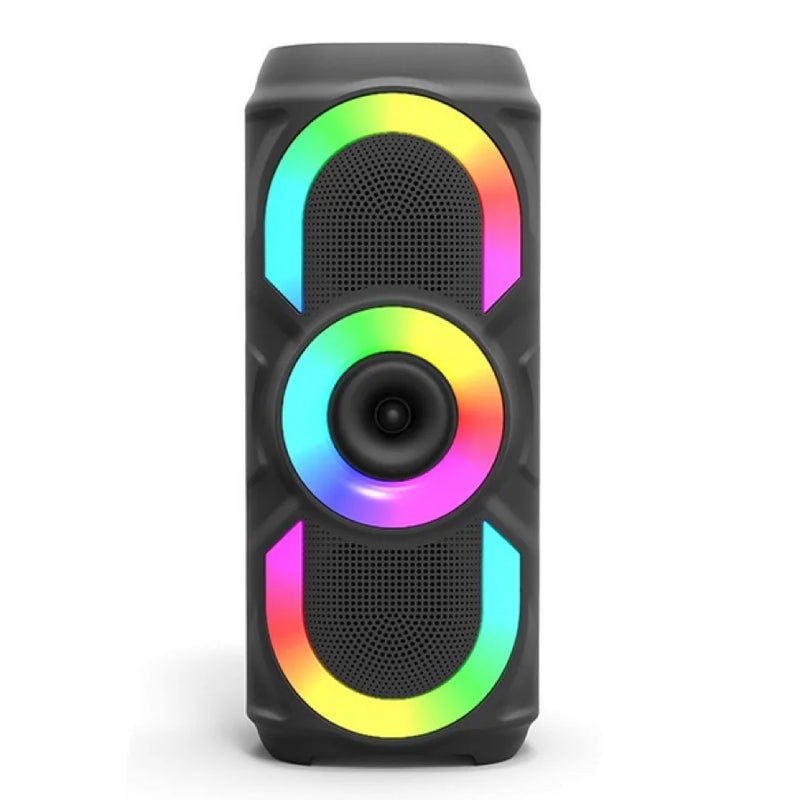Caixa de Som Bluetooth Portátil 50W com Luz RGB, Estéreo Potente, TWS, USB, FM e Entrada Auxiliar – Som Imersivo e Bateria Durável