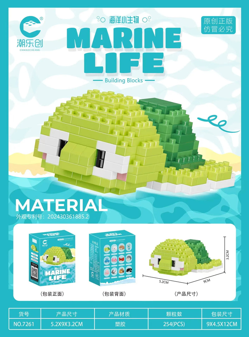 Blocos de Montar Mini Animais do Mundo Marinho – Brinquedo Educativo Criativo Compatível com LEGO®