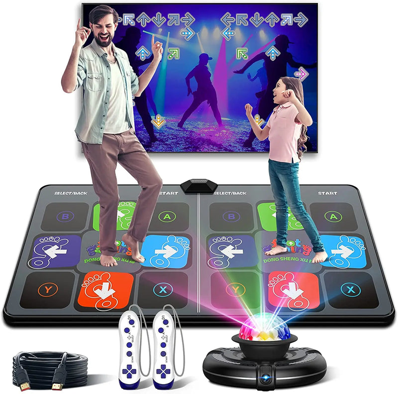 Tapete de Dança Fitness com Controle Duplo – Conectividade sem Fio para TV e PC | Jogo Musical Interativo para Toda a Família