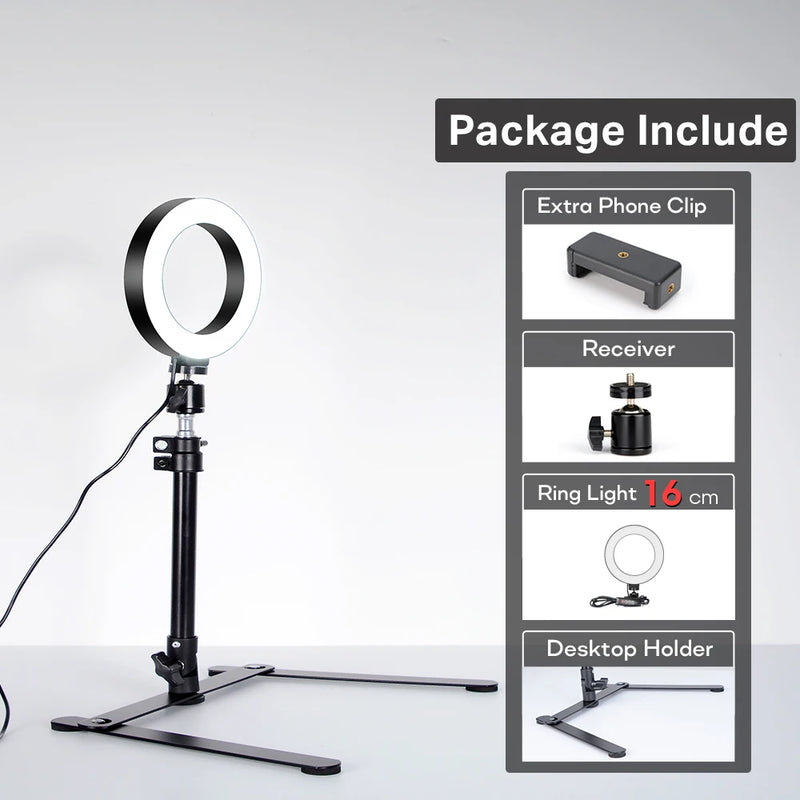 Ring Light LED com Tripé e Suporte para Celular – Iluminação Profissional para Fotos, Vídeos, Lives e Maquiagem