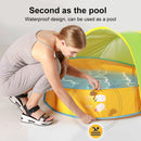 Piscina Dobrável Infantil com Cesta de Bolinhas | Banheira de Brincar ao Ar Livre | Proteção Solar para Praia e Jardim