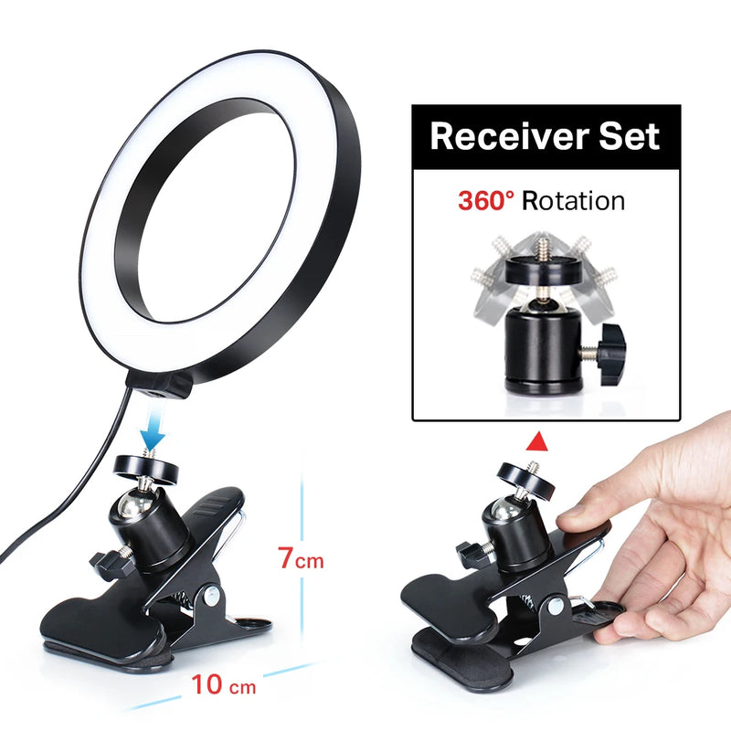 Ring Light LED com Tripé e Suporte para Celular – Iluminação Profissional para Fotos, Vídeos, Lives e Maquiagem