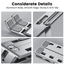 Suporte para Notebook em Alumínio – Ajustável, Dobrável, Portátil e Antiderrapante com Sistema de Resfriamento