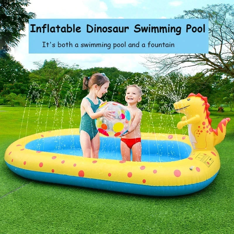 Piscina Inflável Infantil com Spray de Água - Diversão Refrescante com Dinossauros!