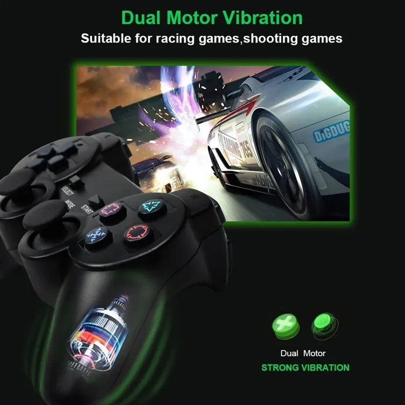 Gamepad Sem Fio PS2 – Joystick 2.4G com Vibração para PS2 e PC