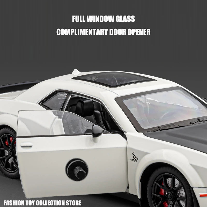 Carro Modelo 1:24 Dodge Challenger Hellcat – Diecast com Som, Luz e Pull-Back