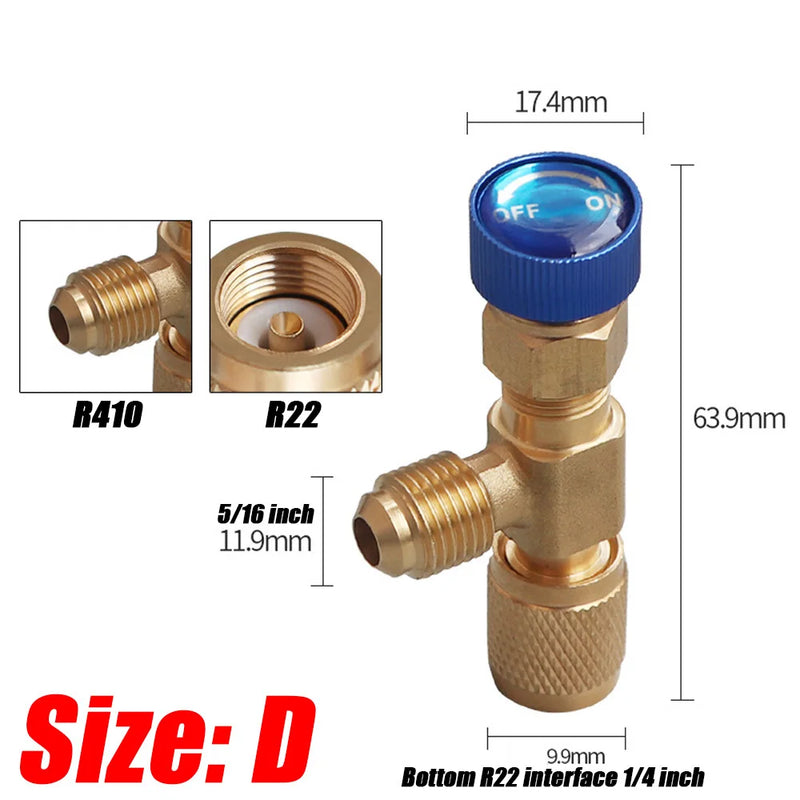 1, 2 ou 4 Válvulas de Segurança para Carga de Gás R410A/R22 – Rosca 1/4" | Adaptador para Ar-Condicionado e Refrigeração