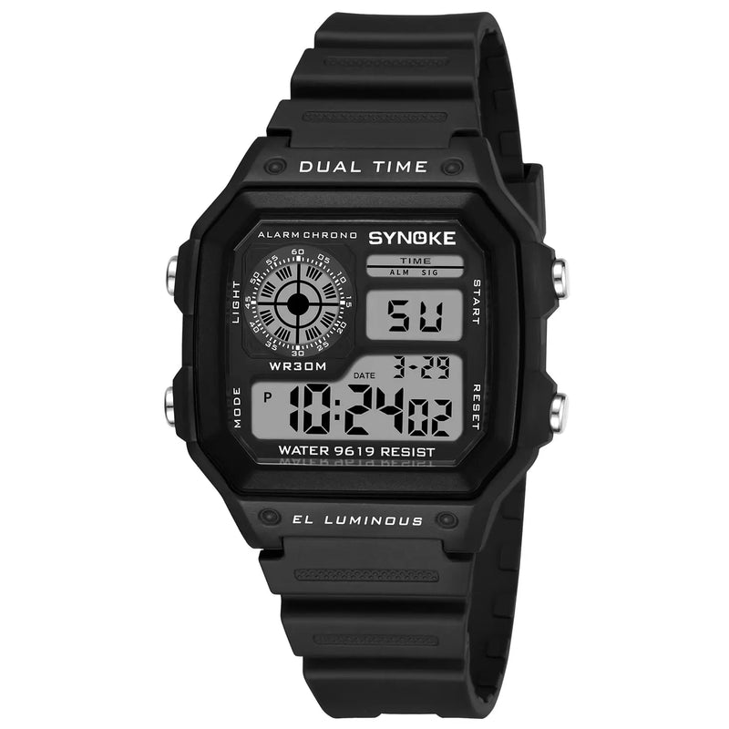 Relógio Masculino Digital Militar SYNOKE – Esportivo, Cronômetro, à Prova d’Água e com Iluminação Noturna