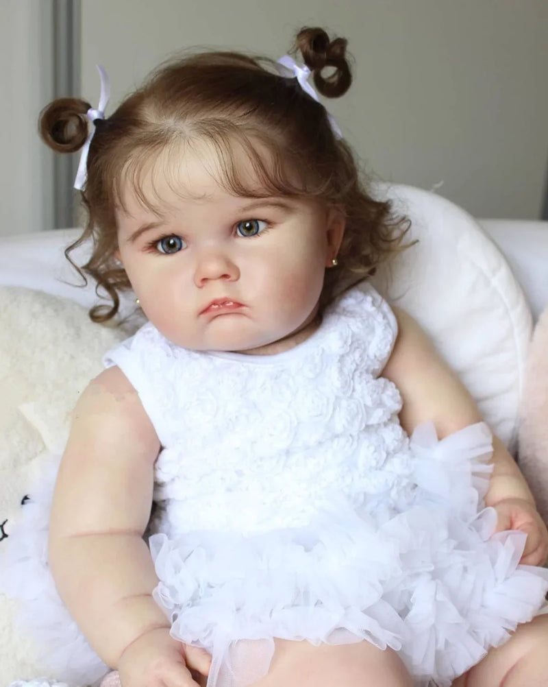 Boneca Reborn Realista 60cm BZDOLL – Silicone Macio, Pintura 3D e Veias Visíveis, Feita à Mão – Presente de Aniversário para Menina