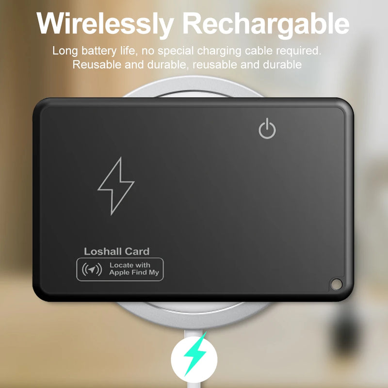 Rastreador Bluetooth com Carregamento Sem Fio – Compatível com Apple Find My, Para Carteira, Bolsa e Passaporte