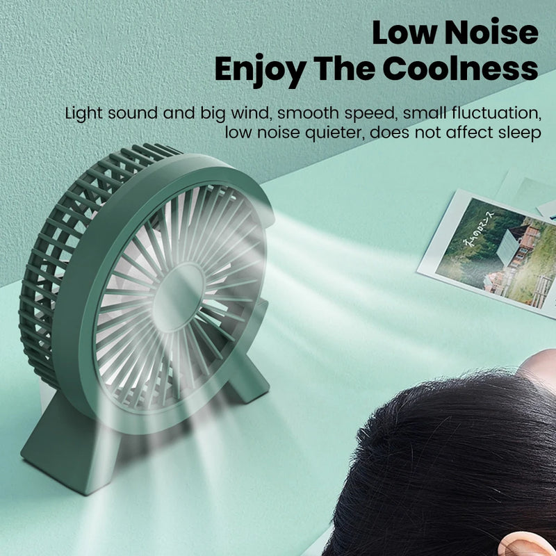 Ventilador USB Elough Portátil e Silencioso – Mini Ventilador de Mesa para Casa, Escritório ou Camping