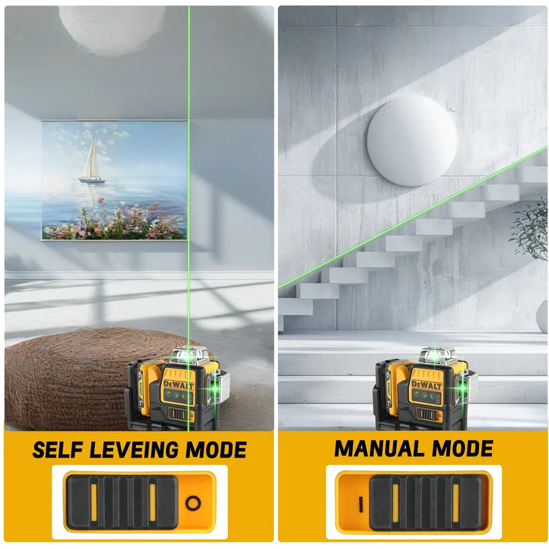 Nível Laser Dewalt DW089LG 12V – 12 Linhas Verdes, 360° Vertical e Horizontal, Bateria de Lítio
