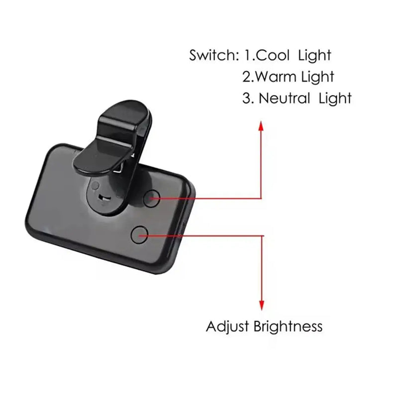 Luz de Preenchimento para Videoconferência com Clipe – LED 3 Cores, Bateria Recarregável, Para Celular, Notebook e Monitor