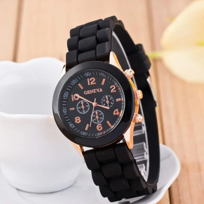 Relógio Feminino de Luxo 2025 – Moda Elegante, Pulseira de Silicone, Quartz Preciso, Estilo Moderno e Confortável