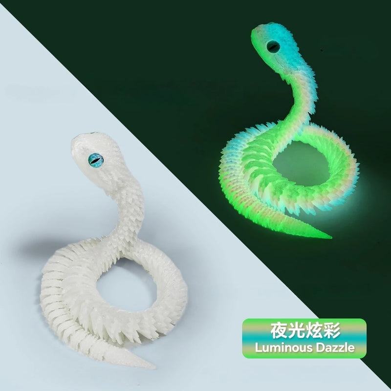 Cobra Articulada 3D Impressa – Brinquedo Sensorial Realista com Juntas Móveis, Modelo de Simulação Animal para Crianças e Adultos